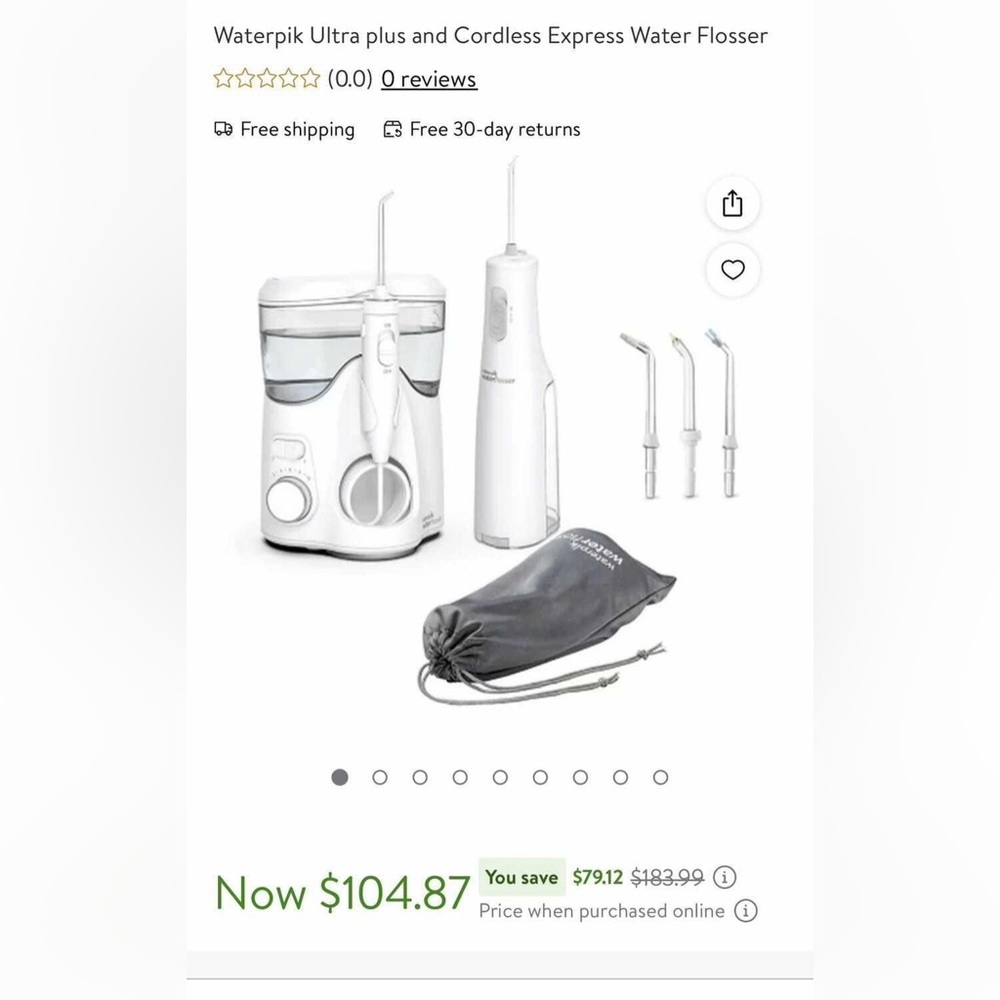 New WaterPik Water Flosser Cordless Pearl Ultra Plus Dental Hygiene Cleaning